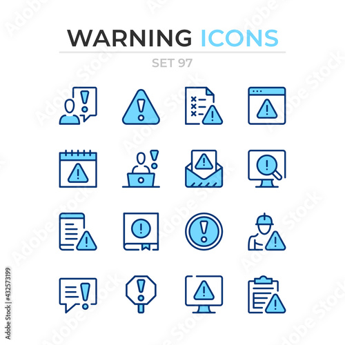 Warning icons. Vector line icons set. Premium quality. Simple thin line design. Modern outline symbols collection, pictograms.
