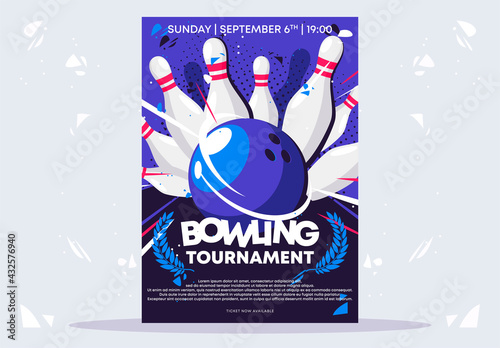 vector illustration of the bowling tournament poster template photo