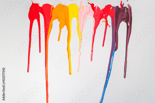 hot tone color are dripping on to white paper. high quarlity 4k video.colorful of paint background..