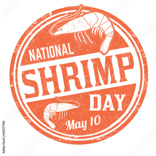 National shrimp day grunge rubber stamp