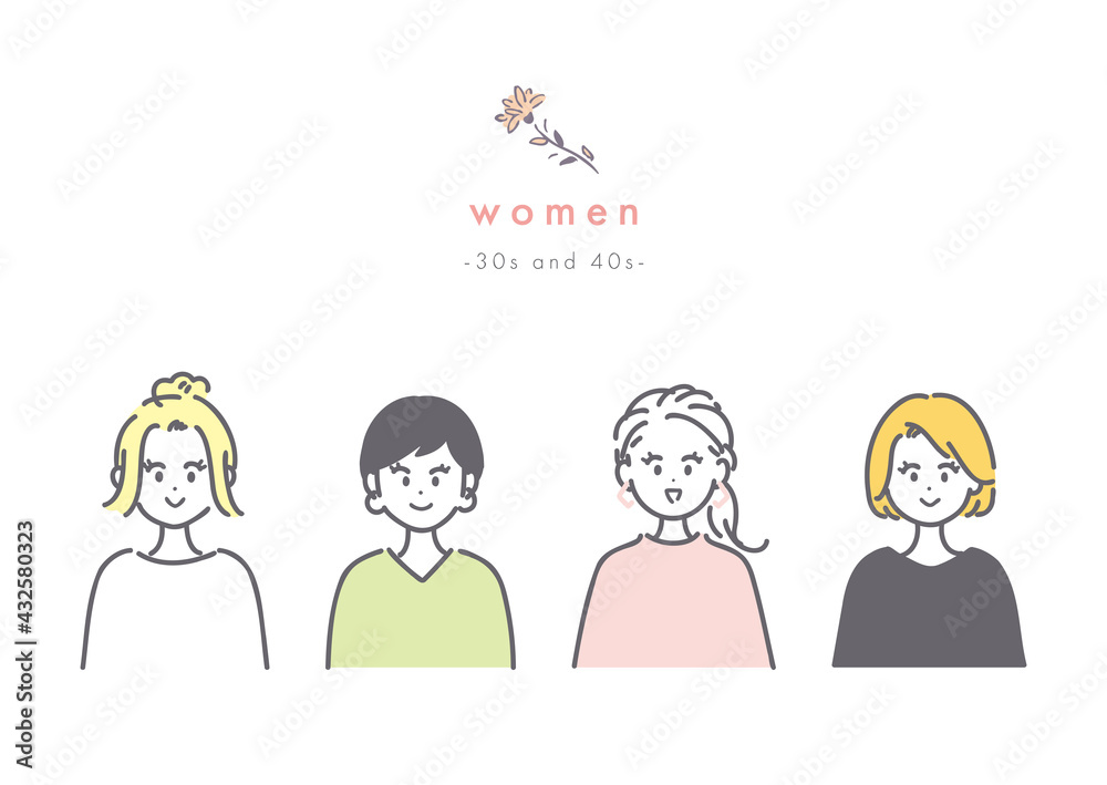30代くらいの女性のイラスト素材 30代くらいの女性のイラスト素材