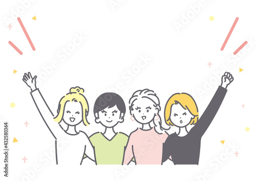 肩を組む女性のイラスト素材