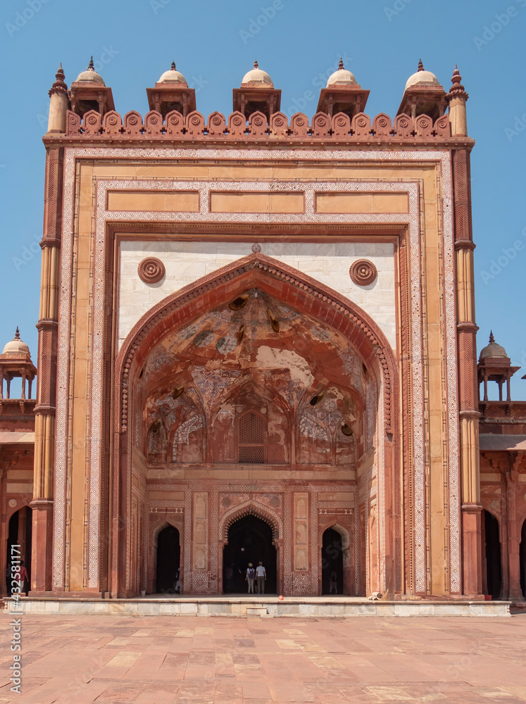 close shot of the entrance to the jama masjid mosque