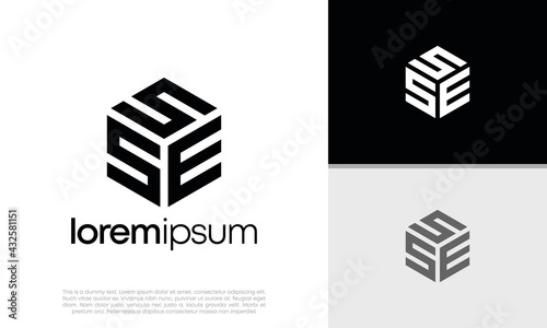 Initials SSE logo design. Initial Letter Logo. Hexagon logo design. 