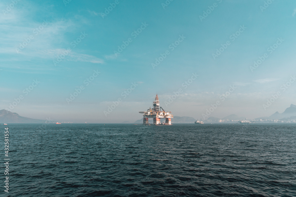 Drilling rig of West Sirius in the middle of the sea at Port Aransas ...