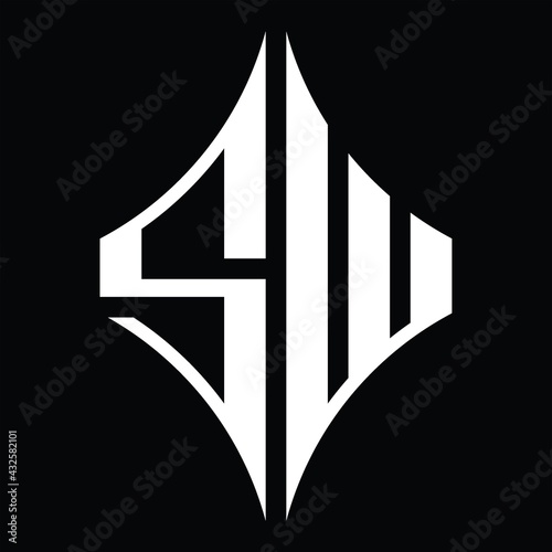SW Logo monogram with diamond shape design template