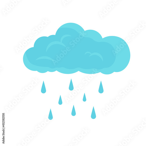 Cloud and rain flat design vector illustration isolated on white