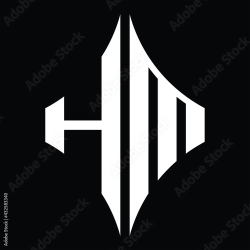 HM Logo monogram with diamond shape design template