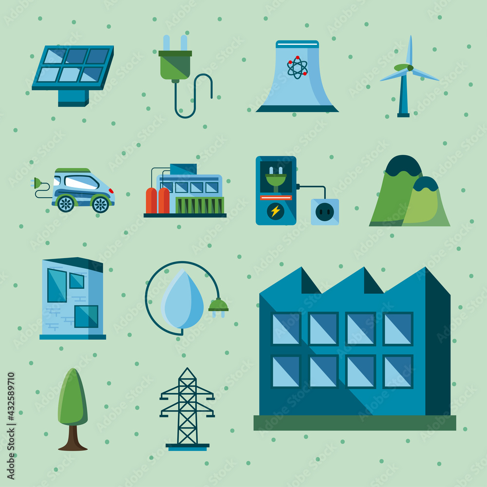 thirteen clean energy icons thirteen clean energy icons