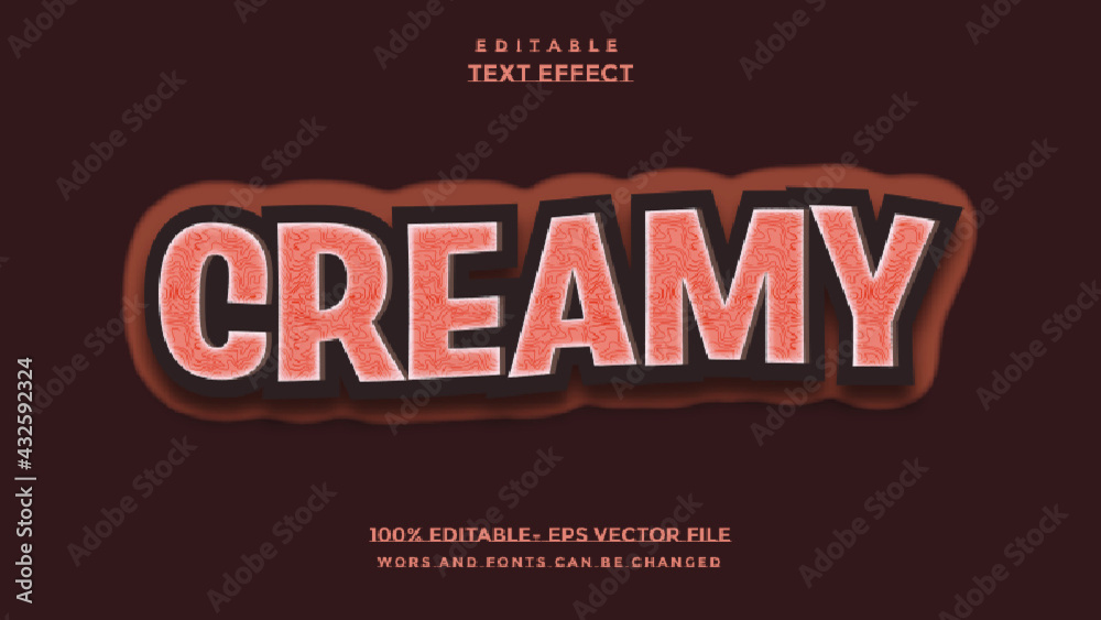 Editable text effect - Creamy text effect style.