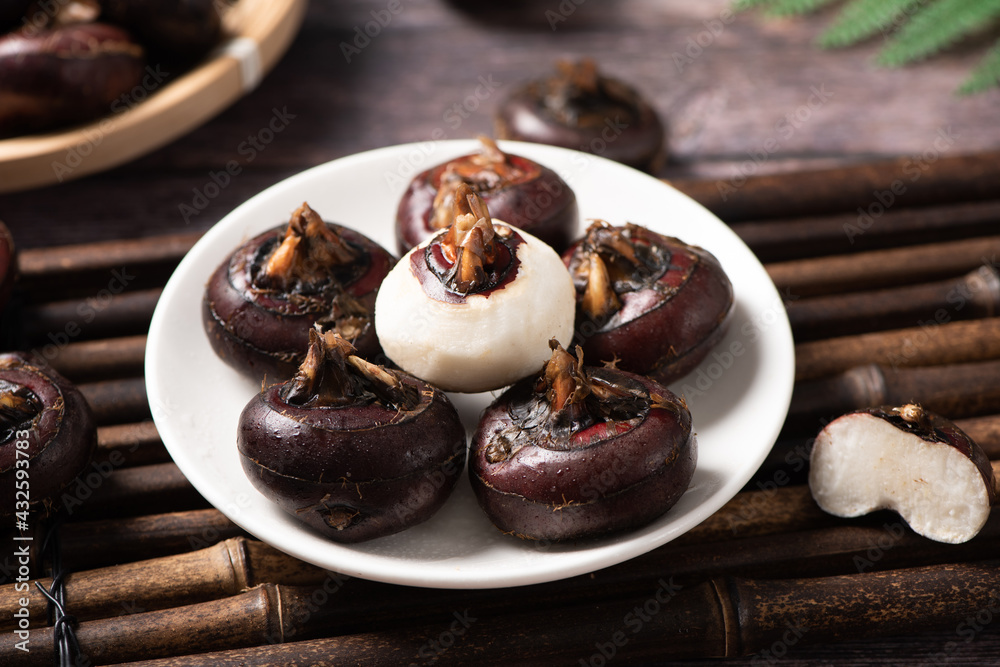 water chestnut with clipping path on table