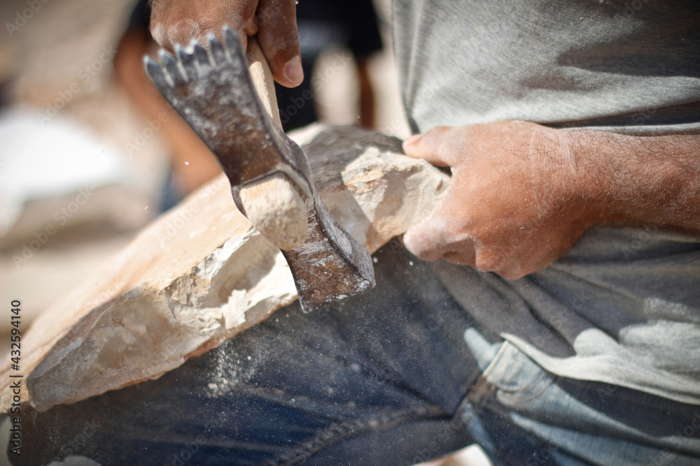 stone masonry cutting handmade hands