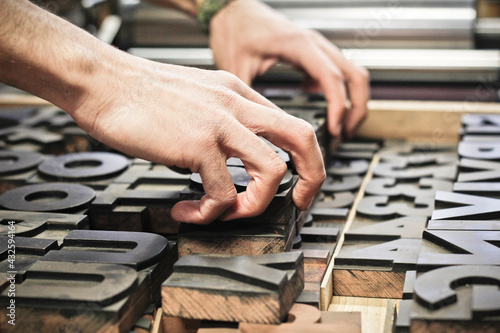letterpress printing typography hands making 