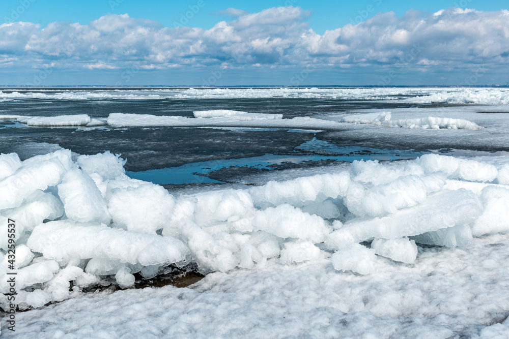 Ice melting on the Ob River in Siberia