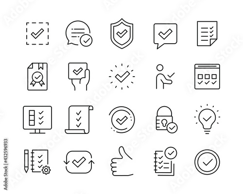 Approve Icons- Vector Line Icons. Editable Stroke. Vector Graphic