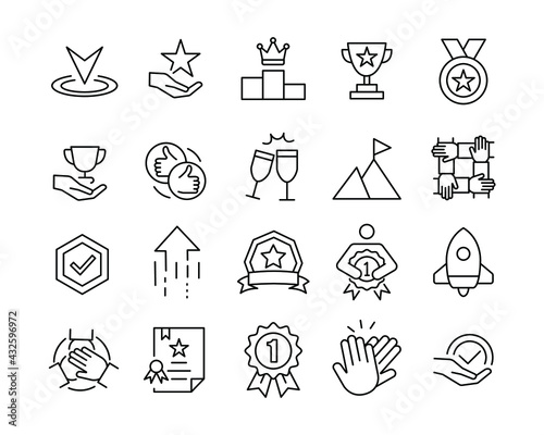 Success Line Icons - Vector Line Icons. Editable Stroke. Vector Graphic