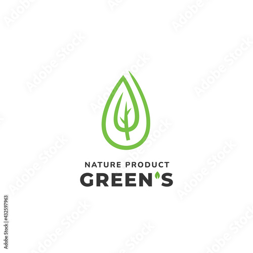 Nature ecology environment leaf in water icon shape simple line logo