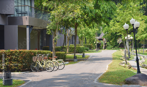 bicycle in front of the hotel