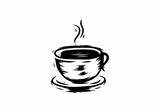 Black line art drawing of coffee