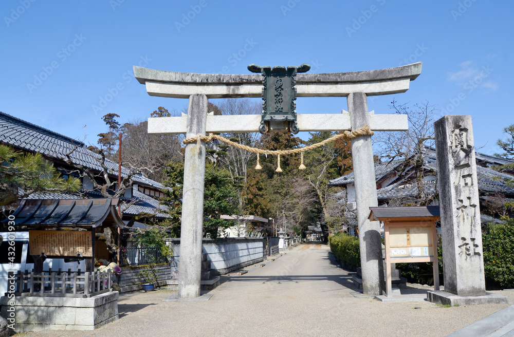 奥石神社 入口の鳥居 滋賀県近江八幡市安土町 奥石神社 入口の鳥居 滋賀県近江八幡市安土町