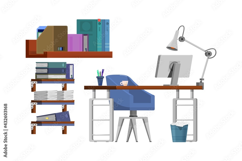 Freelancer workplace, boss - cartoon style. Freelancer workplace, boss - cartoon style.