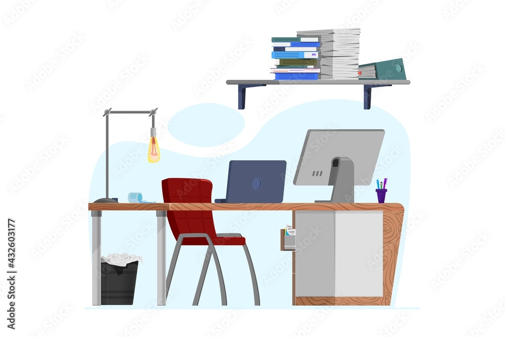 Freelancer workplace, boss - cartoon style. Freelancer workplace, boss - cartoon style.