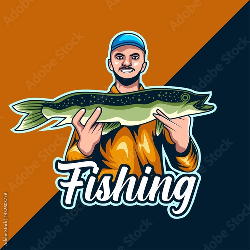 fisherman with his big catch salmon fish