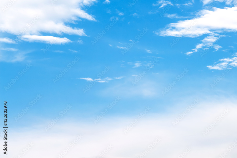 Soft clouds and vast blue sky summer background with space