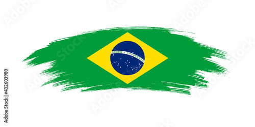 Artistic grunge brush flag of Brazil isolated on white background