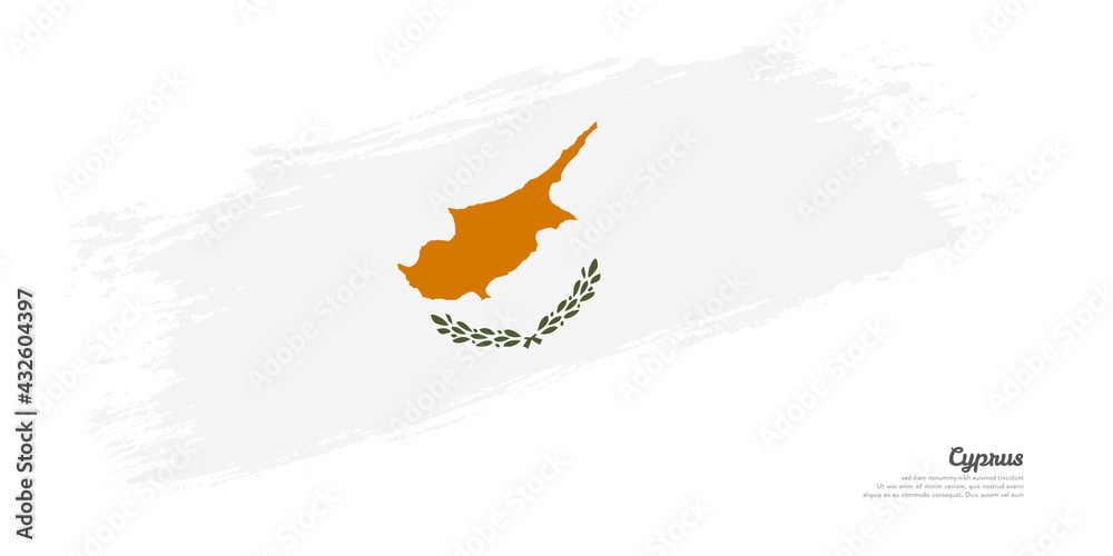 Hand painted brush flag of Cyprus country with stylish flag on white background