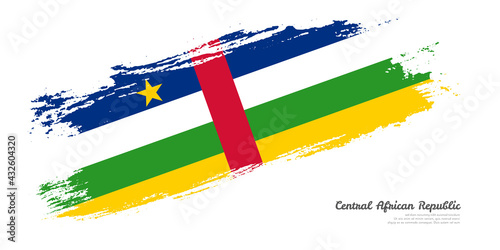 Hand painted brush flag of Central African Republic country with stylish flag on white background