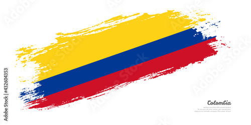 Hand painted brush flag of Colombia country with stylish flag on white background