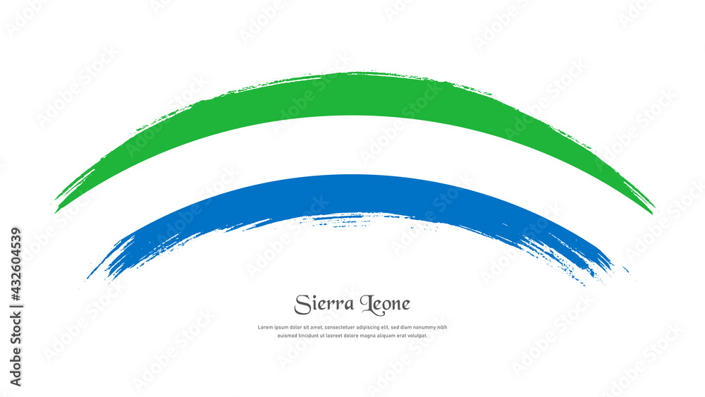Flag of Sierra Leone in grunge style stain brush with waving effect on ...