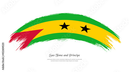 Flag of Sao Tome and Principe in grunge style stain brush with waving effect on isolated white background