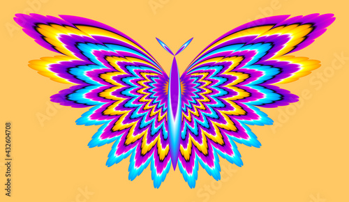 Colorful butterfly. Optical expansion illusion.