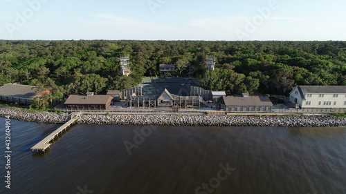 Overhead view of waterfront amphitheater 