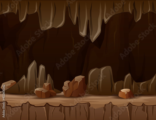 Cartoon illustration of the cave with stalactites