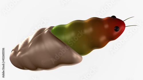 3d illustration of pupa level butterfly life cycle 