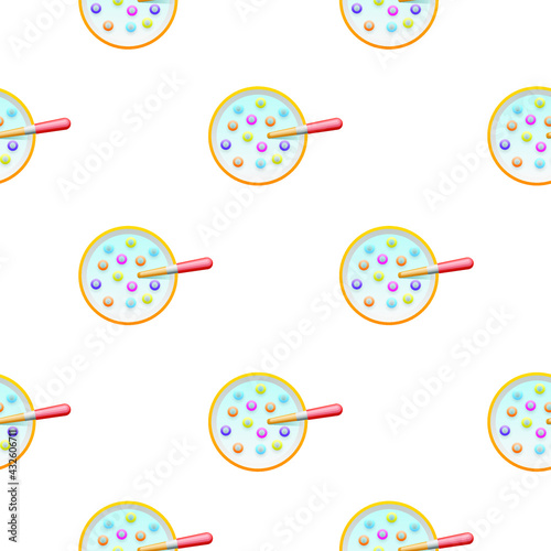 Seamless Pattern Abstract Elements Breakfast Cereals Snacks Fast Food Vector Design Style Background Illustration
