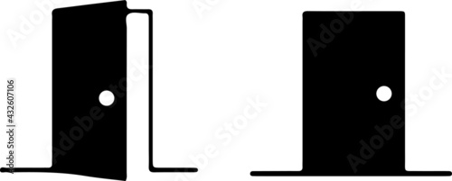 open the door and close the door icon on white background