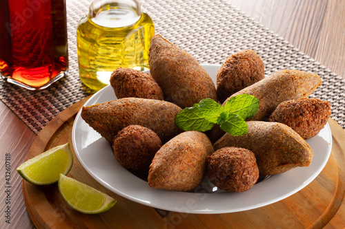 Kibbeh - Minced meat from the Middle East. Fried snack a typical Brazilian popular party dish (kibe)