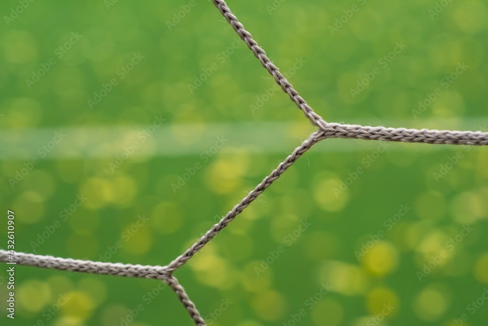 fall Autumn Soccer field with grass green football. white net fall Autumn Soccer field with grass green football. white net