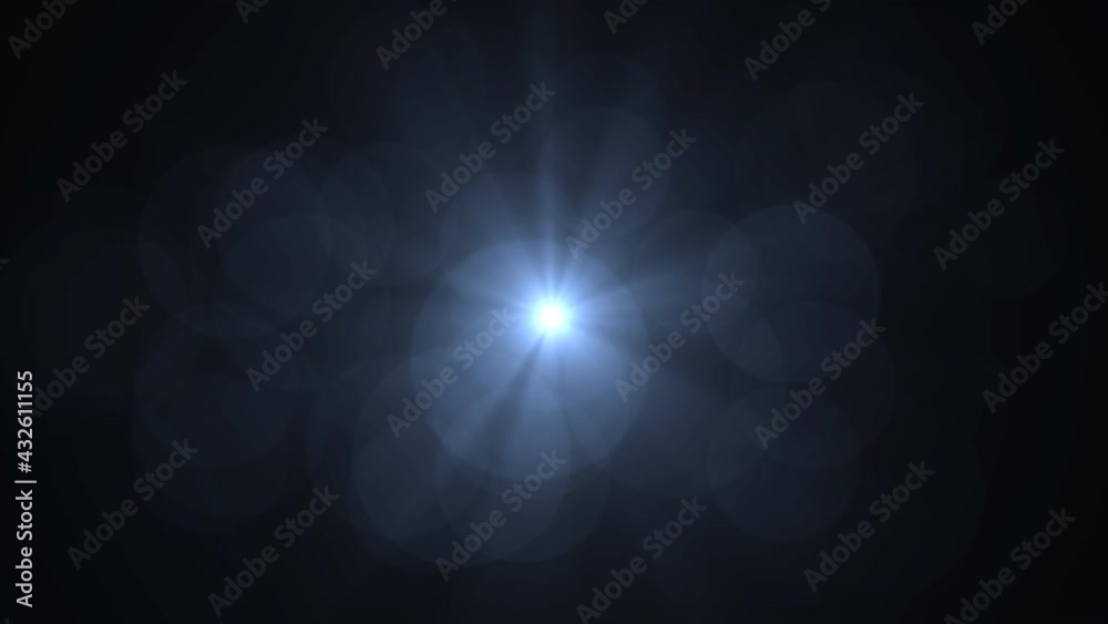 Optical lens flare effect. 4K resolution. Very high quality and realistic.on black background
