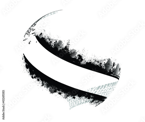Vector Print Textured Tire Track . Design Element . Car tread silhouette . Mud splash grunge texture. Tyre track banner .
