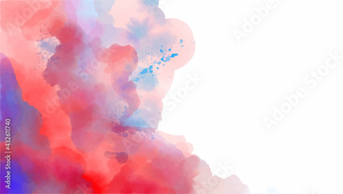 Abstract blue and red watercolor for background
