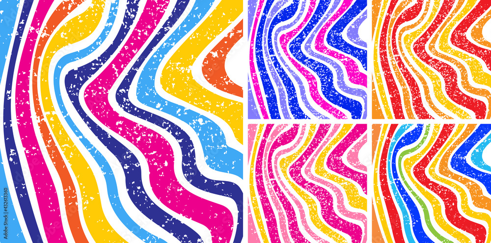 Obraz premium Colorful striped background set. Textile pattern. Retro backgrounds. Vector illustration.