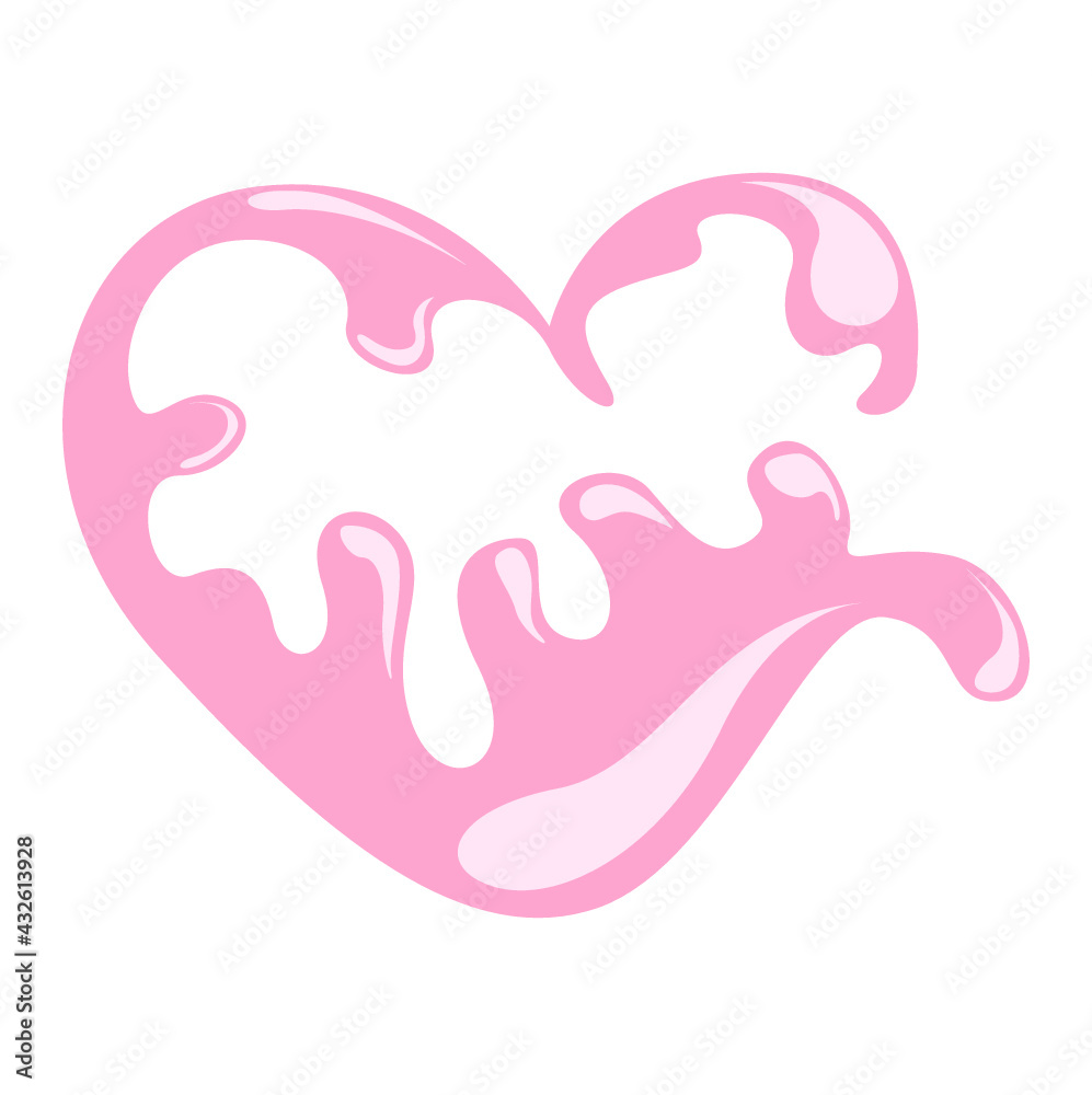 melted pink chocolate heart valentine isolated melted pink chocolate heart valentine isolated