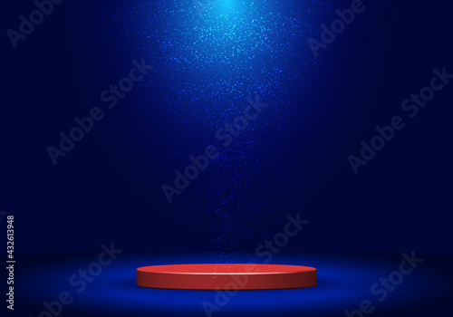3D realistic red pedestal w...