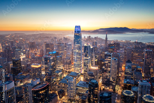 Aerial View of San Francisco Skyline at Night