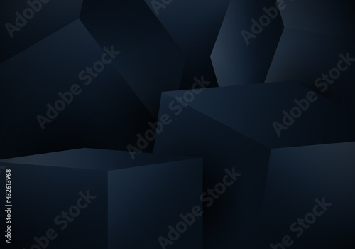 Abstract 3D blue cube box on dark background